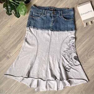 REWIND Distressed Denim & Sweatshirt Skirt🤠